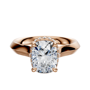 14K Rose Gold 4 Prong Collar Cathedral Knife Edge 3.0mm Engagement Ring