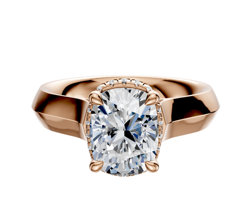 14K Rose Gold 4 Prong Collar Cathedral Knife Edge 4.0mm Engagement Ring