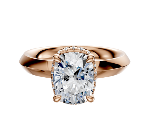 14K Rose Gold 4 Prong Collar Classic Knife Edge 3.0mm Engagement Ring