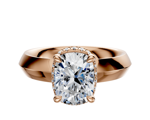 14K Rose Gold 4 Prong Collar Classic Knife Edge 4.0mm Engagement Ring