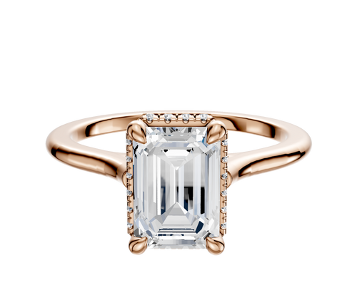 14K Rose Gold 4 Prong Collar Cathedral Dome 1.5mm Engagement Ring