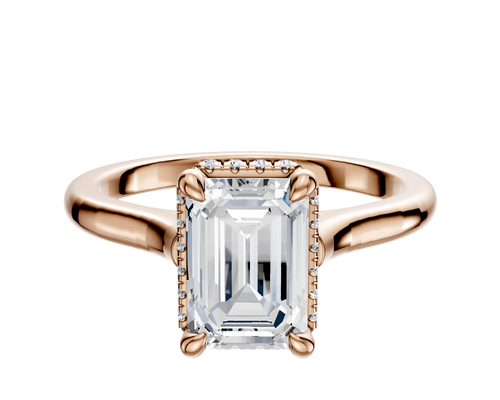 14K Rose Gold 4 Prong Collar Cathedral Dome 2.0mm Engagement Ring