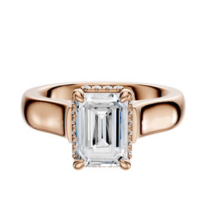 14K Rose Gold 4 Prong Collar Cathedral Dome 4.0mm Engagement Ring