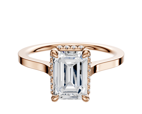 14K Rose Gold 4 Prong Collar Cathedral Flat 1.5mm Engagement Ring