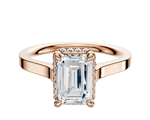 14K Rose Gold 4 Prong Collar Cathedral Flat 2.0mm Engagement Ring