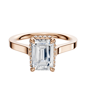 14K Rose Gold 4 Prong Collar Cathedral Flat 2.0mm Engagement Ring