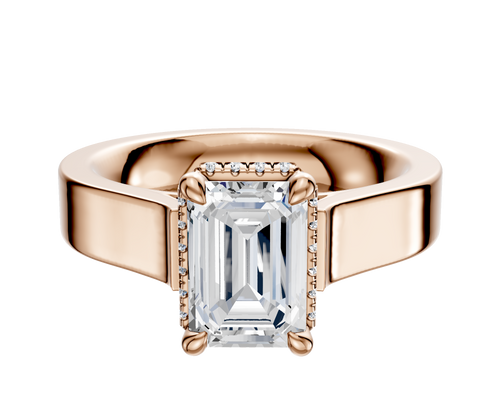 14K Rose Gold 4 Prong Collar Cathedral Flat 4.0mm Engagement Ring