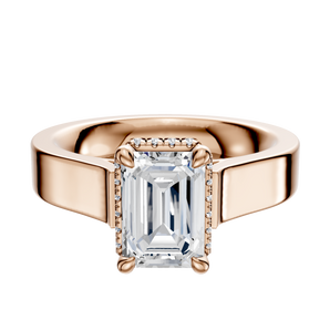 14K Rose Gold 4 Prong Collar Cathedral Flat 4.0mm Engagement Ring