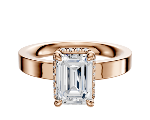 14K Rose Gold 4 Prong Collar Classic Flat 3.0mm Engagement Ring