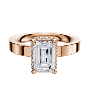 14K Rose Gold 4 Prong Collar Classic Flat 3.0mm Engagement Ring