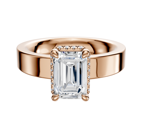 14K Rose Gold 4 Prong Collar Classic Flat 4.0mm Engagement Ring