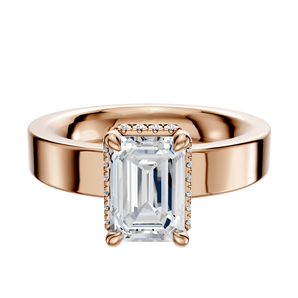 14K Rose Gold 4 Prong Collar Classic Flat 4.0mm Engagement Ring