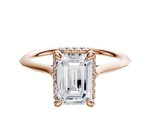 14K Rose Gold 4 Prong Collar Cathedral Knife Edge 1.5mm Engagement Ring