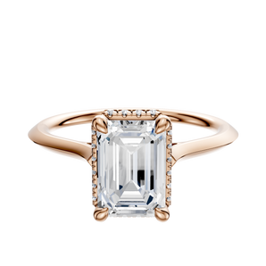 14K Rose Gold 4 Prong Collar Cathedral Knife Edge 1.5mm Engagement Ring