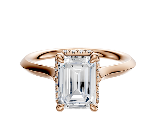 14K Rose Gold 4 Prong Collar Cathedral Knife Edge 2.0mm Engagement Ring