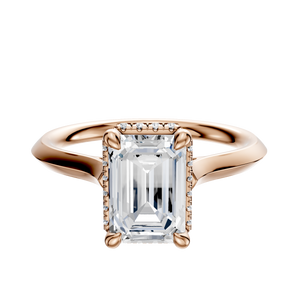 14K Rose Gold 4 Prong Collar Cathedral Knife Edge 2.0mm Engagement Ring