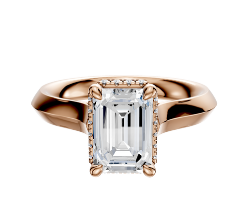 14K Rose Gold 4 Prong Collar Cathedral Knife Edge 3.0mm Engagement Ring