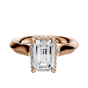 14K Rose Gold 4 Prong Collar Cathedral Knife Edge 3.0mm Engagement Ring