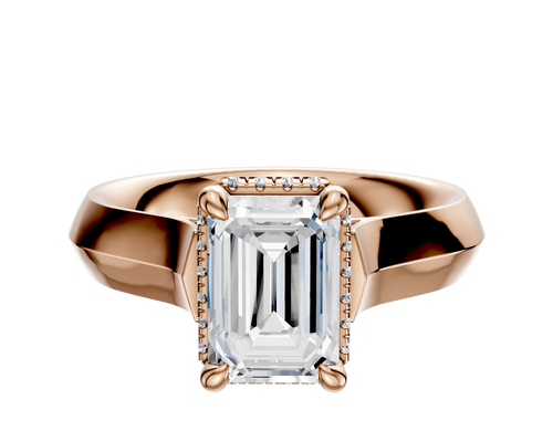 14K Rose Gold 4 Prong Collar Cathedral Knife Edge 4.0mm Engagement Ring