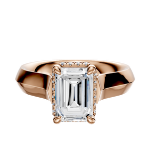 14K Rose Gold 4 Prong Collar Cathedral Knife Edge 4.0mm Engagement Ring