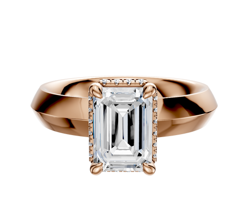 14K Rose Gold 4 Prong Collar Classic Knife Edge 4.0mm Engagement Ring