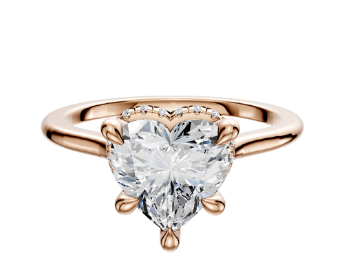 14K Rose Gold 4 Prong Collar Cathedral Dome 1.5mm Engagement Ring