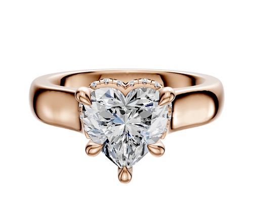 14K Rose Gold 4 Prong Collar Cathedral Dome 4.0mm Engagement Ring