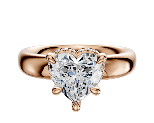 14K Rose Gold 4 Prong Collar Classic Dome 4.0mm Engagement Ring