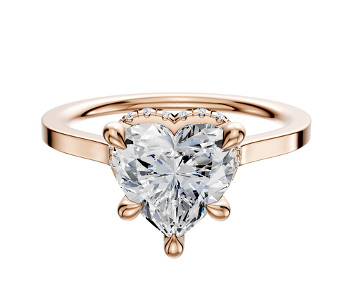 14K Rose Gold 4 Prong Collar Cathedral Flat 1.5mm Engagement Ring