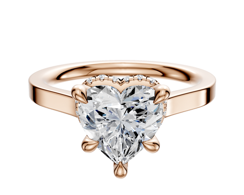 14K Rose Gold 4 Prong Collar Cathedral Flat 2.0mm Engagement Ring