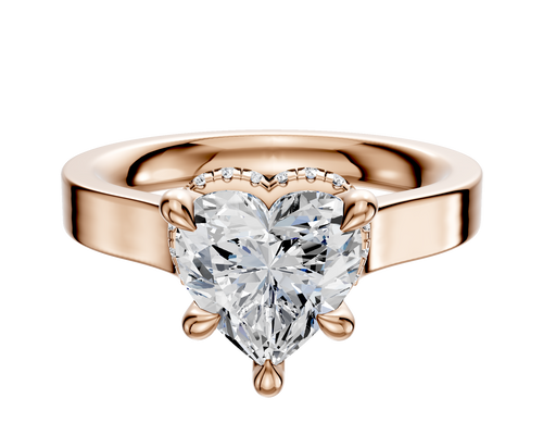 14K Rose Gold 4 Prong Collar Cathedral Flat 3.0mm Engagement Ring