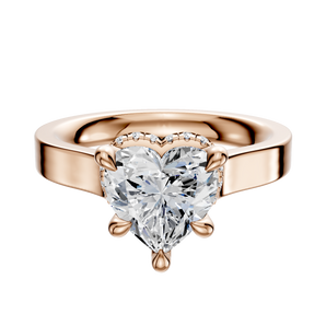 14K Rose Gold 4 Prong Collar Cathedral Flat 3.0mm Engagement Ring