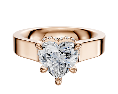 14K Rose Gold 4 Prong Collar Cathedral Flat 4.0mm Engagement Ring