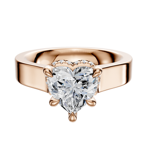 14K Rose Gold 4 Prong Collar Cathedral Flat 4.0mm Engagement Ring