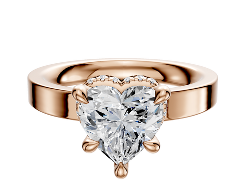 14K Rose Gold 4 Prong Collar Classic Flat 3.0mm Engagement Ring