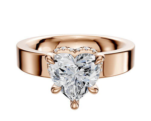 14K Rose Gold 4 Prong Collar Classic Flat 4.0mm Engagement Ring