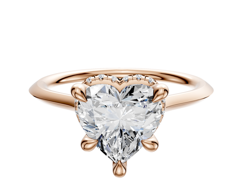 14K Rose Gold 4 Prong Collar Cathedral Knife Edge 1.5mm Engagement Ring