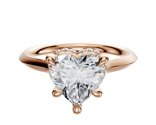 14K Rose Gold 4 Prong Collar Cathedral Knife Edge 2.0mm Engagement Ring