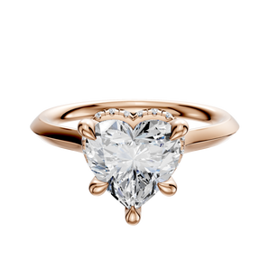 14K Rose Gold 4 Prong Collar Cathedral Knife Edge 2.0mm Engagement Ring