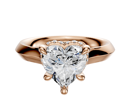 14K Rose Gold 4 Prong Collar Cathedral Knife Edge 3.0mm Engagement Ring