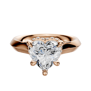 14K Rose Gold 4 Prong Collar Cathedral Knife Edge 3.0mm Engagement Ring