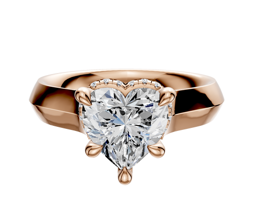 14K Rose Gold 4 Prong Collar Cathedral Knife Edge 4.0mm Engagement Ring