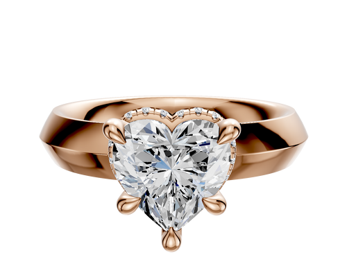 14K Rose Gold 4 Prong Collar Classic Knife Edge 4.0mm Engagement Ring