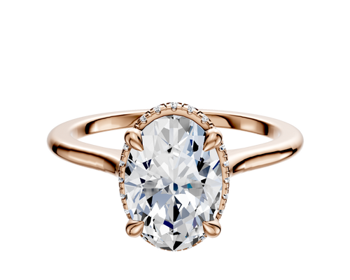 14K Rose Gold 4 Prong Collar Cathedral Dome 1.5mm Engagement Ring