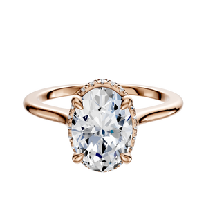 14K Rose Gold 4 Prong Collar Cathedral Dome 1.5mm Engagement Ring
