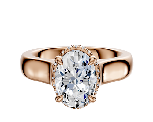 14K Rose Gold 4 Prong Collar Cathedral Dome 4.0mm Engagement Ring