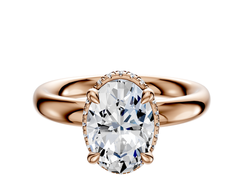 14K Rose Gold 4 Prong Collar Classic Dome 3.0mm Engagement Ring