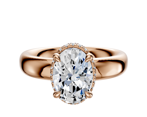 14K Rose Gold 4 Prong Collar Classic Dome 4.0mm Engagement Ring