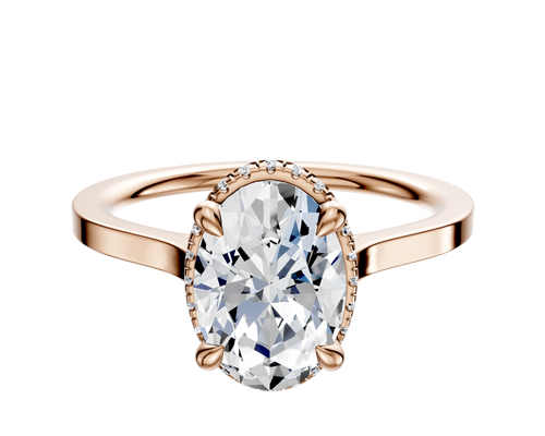 14K Rose Gold 4 Prong Collar Cathedral Flat 1.5mm Engagement Ring