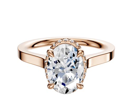 14K Rose Gold 4 Prong Collar Cathedral Flat 2.0mm Engagement Ring